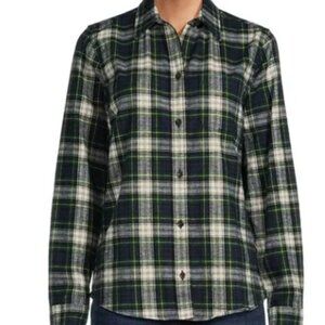 L.L. Bean Women's Long-Sleeved Plaid Flannel Shirt, Size M